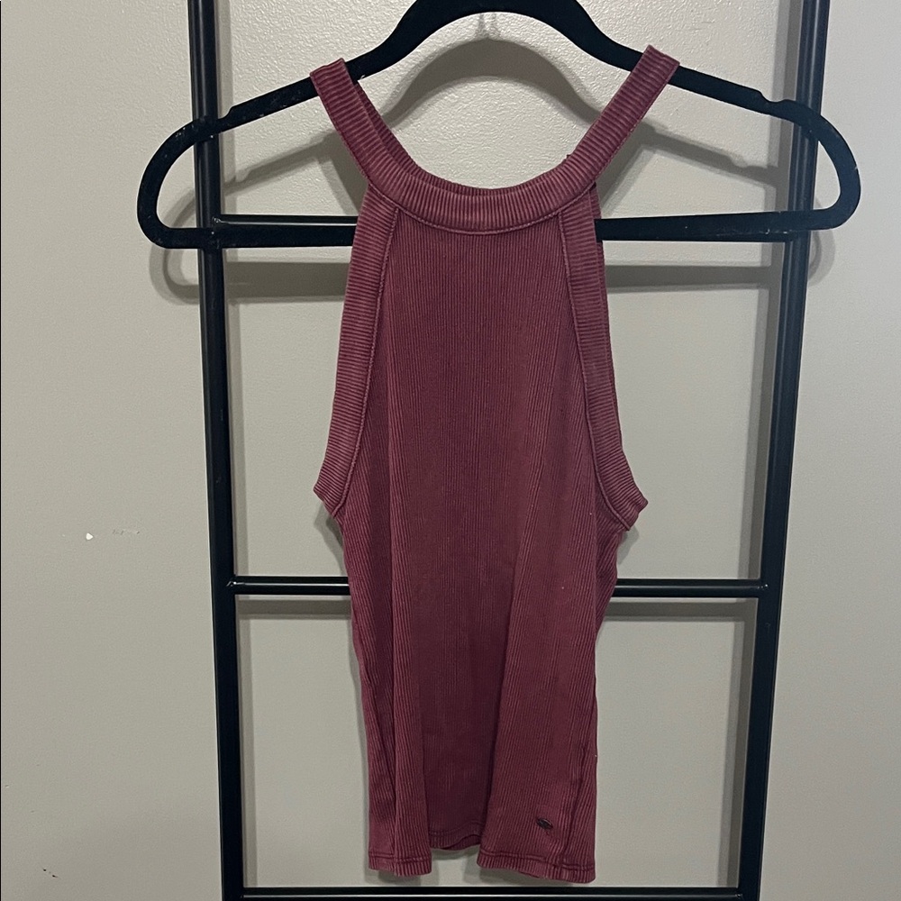 American Eagle Outfitters Ribbed Tank Top - Deep Red